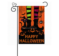 Bendera Taman Kustom Langsung dari Pabrik Bendera Halloween Jaring Laba-laba Rumah Hantu Trick or Treat Mumi Vampir Poliester
