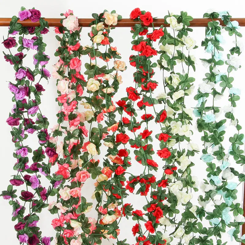 Fleur de vigne rose artificielle en soie rotin habillage arc de mariage fleur ornementale sinueuse