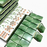 En gros, en stock, nouveau jeu de Mahjong de voyage personnalisé, 160 tuiles de Mahjong américaines de luxe en acrylique vert gravé à 4 couches