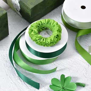 Yama Ribbon Cổ Phiếu Nhà Máy 5/8 Inch 100 Yards Mặt Duy Nhất Polyester Màu Xanh Lá Cây Satin Ribbon 16Mm Gói Quà Tặng Ribbon