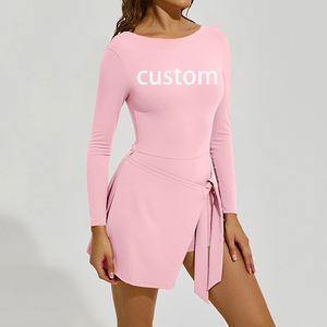 Conjunto de Tenis de Manga Larga con Protección Solar para Mujer, Dos en Uno, Antiexposición, Falda Deportiva Larga para Bádminton y Tenis - Product Image 4