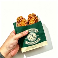 Sac d'emballage en papier kraft brun imprimé sur mesure pour poulet frit, anti-graisse, recyclable, à soufflet latéral, pour vente en gros et plats à emporter rapides