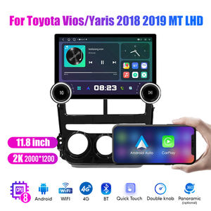 11.8 "diamant double boutons 2K QLED écran 2 Din Android autoradio pour Toyota Vios <span class=keywords><strong>2018</strong></span> 2019 MT LHD stéréo Android Auto Carplay - Product Image 2