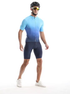 Vêtements de cyclisme sur route personnalisés pour sports de plein air, à manches courtes, avec cordon de serrage à la taille pour évacuer la transpiration, couleur dégradée - Product Image 1