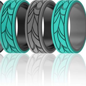 Hochwertiger Damen-Ehering aus Silikon mit geprägtem Muster - Product Image 1