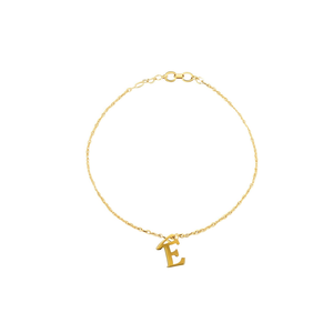 Bracciale con Charm Placcato Oro G, Lettera E, Gioiello Minimalista Unisex per Uso Quotidiano - Product Image 1