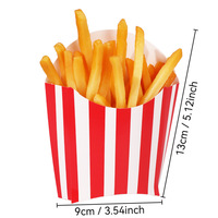 Boîte en carton pour frites, nuggets de poulet et poulet frit, best-seller transfrontalier (carton blanc avec couvercle) à rayures verticales rouge et blanc