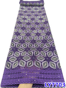 Nouvelle Conception Robe Nigériane Brodé 100% Polyester Dentelle Africaine Sèche <span class=keywords><strong>Tulle</strong></span> Perlé Motif Floral Élégant Soirée 130cm Largeur Maille - Product Image 3