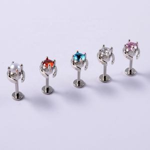 Labret en acier inoxydable zircone pour femme filetage interne goutte d'eau anneau à lèvres broche CZ <span class=keywords><strong>Tragus</strong></span> Helix oreille Piercing <span class=keywords><strong>fer</strong></span> à <span class=keywords><strong>cheval</strong></span> - Product Image 3