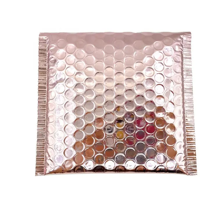 15*13 Metallic Foil Rose Gold Custom Logo Padded Bubble Envelopes Shipping Packaging Poly Bubble Mailer