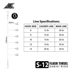 Aangepast 6 #   8 #   10 #   12 #   14 #   Sabiki visgerei hoogwaardig koolstofstaal aas lokmiddelen lichtgevende heldere draad zeevissen sabiki <span class=keywords><strong>rig</strong></span> haken 6 stuks - Product Image 2