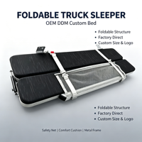 Lit de couchage pliable OEM personnalisé pour camion avec ceinture de sécurité, tige hydraulique, lit de cabine de camion, coussin en tissu résistant à l'usure