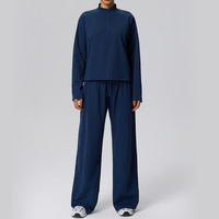 Ensemble de survêtement 2 pièces pour femme, hiver, haut à manches longues demi-zippé, pantalon large, tenue de sport chaude pour la course, la gym et les activités sportives