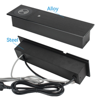 Station de travail intelligente multifonctionnelle avec chargeur sans fil, prise coulissante en aluminium, USB type C, prise Cat 6