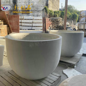 Nuevos Materiales de Construcción de Piedra, Macetas de Hormigón GRC Redondas de Color Gris Claro para Proyectos de Paisajismo, Personalizables - Product Image 3