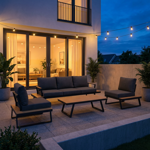 Conjunto de Sofás Modernos para Exteriores con Detalles en Acabado de Teca y Cojines Impermeables para <span class=keywords><strong>Terraza</strong></span> de Villa de Lujo - Product Image 6