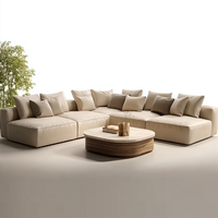 Ensemble de canapé sectionnel en U en bois moderne, fauteuil rembourré écologique et table basse pour appartements, hôtels, villas et salons