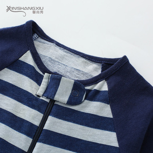 Personalized clothes baby boy newborn foot COVERED winter jumpsuit baby cotton romper with stripes - Product Image 3