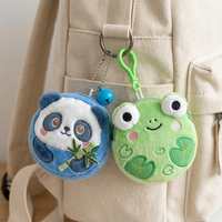 Porte-monnaie en peluche brodé Kawaii, motifs renard, chat, beignet, fraise, nuage, mini sac de rangement porte-clés en cristal, logo personnalisé pour filles et enfants