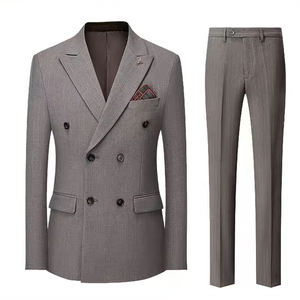 Conjunto de Terno Masculino em Poliéster de Duas Peças para Entrevista de Trabalho e Primeiro Terno de Negócios para Profissionais Jovens - Product Image 1