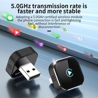 Adaptador Inalámbrico 2 en 1 para Coche, Mini Reproductor Multimedia Portátil con CarPlay y Android Auto, Dongle USB para Coche