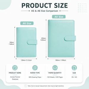 A5 A6 Ring <b>Binder</b> 6 Holes Loose Leaf <b>Binder</b> PU Leather Budget <b>Binder</b> DIN Folder Budget Planner <b>Notebook</b> Cover for Filling Paper - Product Image 3