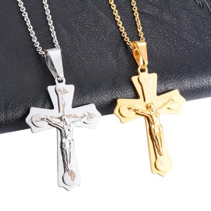 Collar con Colgante de Cruz de Acero Inoxidable con Crucifijo de Jesús Vintage, Amuletos para Cadena, Joyería Religiosa Cristiana para Hombres y Mujeres - Product Image 1