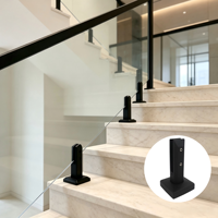 Pince de fixation moderne en acier inoxydable noir mat robuste pour clôture de piscine en verre, balustrade en verre sans cadre, garde-corps et clôture d'escalier