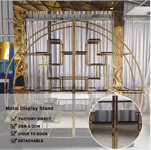 EX643 JYF Art Deco Stainless Steel Waterproof Wine <b>Shelves</b> Floor Mount Display Racks for Outdoor <b>Bar</b> & Restaurant Decor - Product Image 4