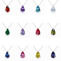 Collier pendentif en argent avec zircone en forme de poire, élégant et minimaliste, pour femmes
