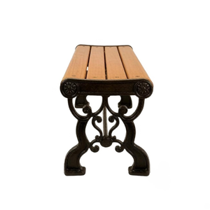 Banc de patio haut de gamme à pieds courbés décoratifs, en aluminium moulé robuste et bois massif, pour l'extérieur, idéal pour villas et jardins. - Product Image 6