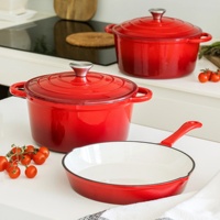Ensemble de 4 pièces pour four hollandais émaillé en fonte Casserole de cuisson pour soupe et bouillon Ensemble de casseroles et poêles
