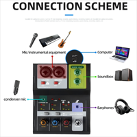 Mini console de mixage Audio professionnelle à 2 canaux ordinateurs équipement de support enregistrement Audio pour l'adoption de taux mélangeur élevé