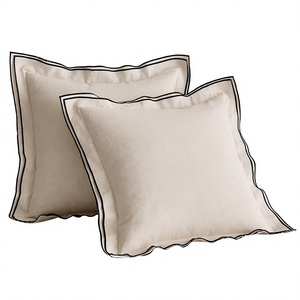<b>INDIAN</b> TEXTILES H/L Linen <b>Throw</b> Pillow Cover Square Solid Minimalist Stitched Envelope Closure Washable Decorative Cushion - Product Image 1