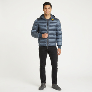 Blouson matelassé personnalisé pour homme avec col montant, doublure en laine, tissu en toile respirant à séchage rapide, logo frontal et design à bulles - Product Image 1
