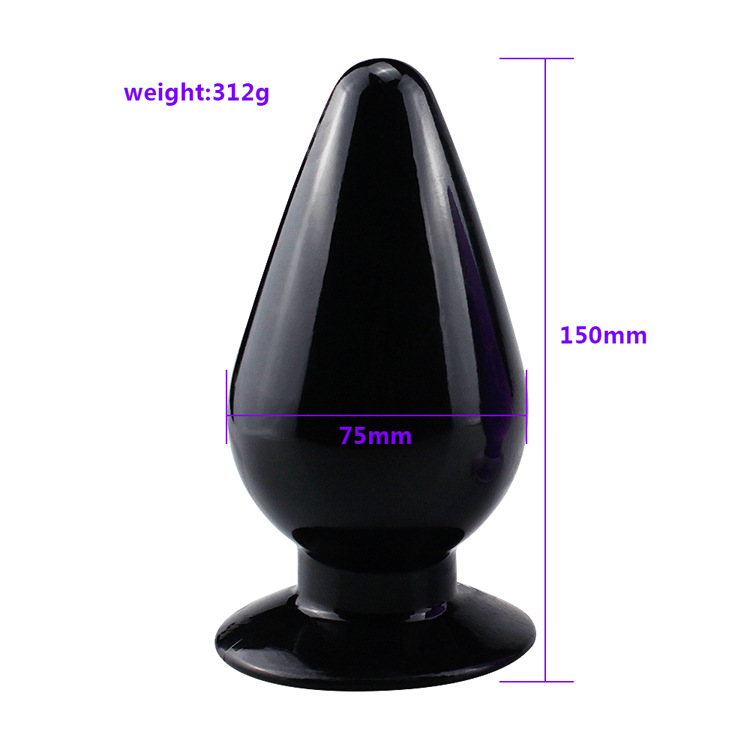 Super Großer Anal Plug aus weichem Gummi, 75*150mm, schwarz/violett