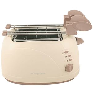 Grille-pain électrique Tognana avec pinces, 2 tranches, minuterie mécanique automatique, beige champagne, plastique, acier inoxydable - Product Image 1