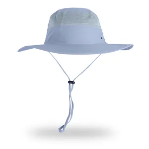 Protezione solare UV esterna tesa larga impermeabile traspirante regolabile pesca escursionismo cappello da pescatore Boonie con patta sul collo