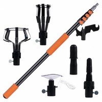 Ventouse télescopique en aluminium à verrouillage rapide pour le changement d'ampoules et la suspension de décorations de fêtes, kit de 5 paniers 360 cm OEM ODM