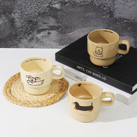 Tasse empilable en céramique 270 ml avec logo personnalisé, design classique, résistante aux hautes températures, passe au lave-vaisselle et au micro-ondes, pour café et eau