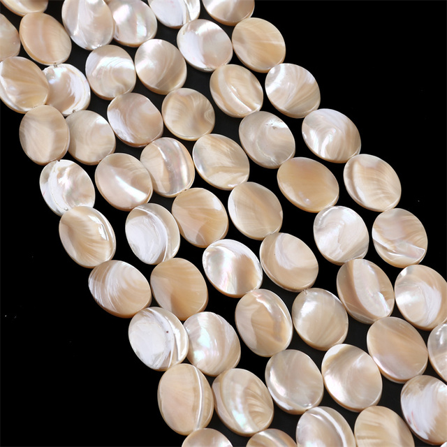 Wholesale AA Grade Primary Color Natural Mother of Pearl Shell Flat Round Shape 18x25mm Beads for Jewelry Making DIY