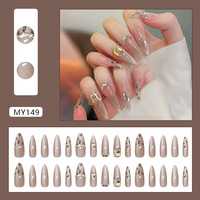 2025 30 pièces Private Label personnalisé en gros faux ongles luxe Champagne enveloppes ongles guépard impression naturelle sur les ongles avec des motifs