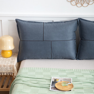 Upholstered Headboard <b>Cushion</b> Rectangle Solid Color Polyester Cotton Lumbar Support Washable Bedding - Product Image 2