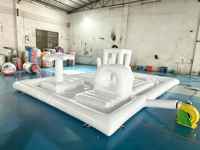 Parc aquatique gonflable blanc, combo parcours d'obstacles flottant gonflable avec toboggan pour piscine extérieure, fête sur la plage, location de divertissements