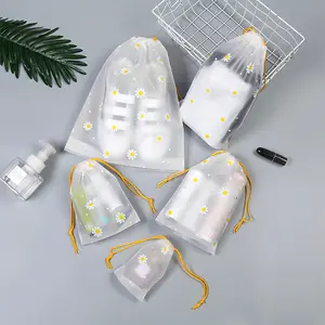Wholesale Custom Printed Clear Drawstring Packing Bags Waterproof Travel Portable Drawstring Bag for Clothes