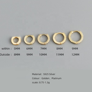 GE11 Pendientes de Aro de Plata de Ley 925 con Circonita Joyería Fina Minimalista Elegante Coreana Unisex para Mujer y <span class=keywords><strong>Hombre</strong></span> - Product Image 3