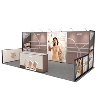 Stand d'exposition modulaire 10x20 pour salon professionnel, en aluminium durable et écologique, idéal pour les événements de mode