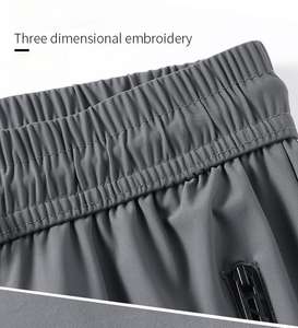 <b>Men's</b> Mid-High Waist Summer Ice Silk <b>Pants</b> Quick-Drying Casual Work & Sports Trousers Drawstring Plain Dyed Loose Style Models - Product Image 6