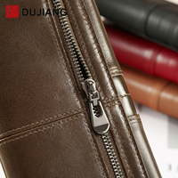 Portefeuille long pour femme en cuir véritable DUJIANG, plusieurs emplacements pour cartes, pochette vintage, style accordéon, modèle portable 2180