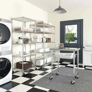 Commercial Island Work <strong>Table</strong> Prep Station 3 Tiers Wire <strong>Rolling</strong> Cart - Product Image 2